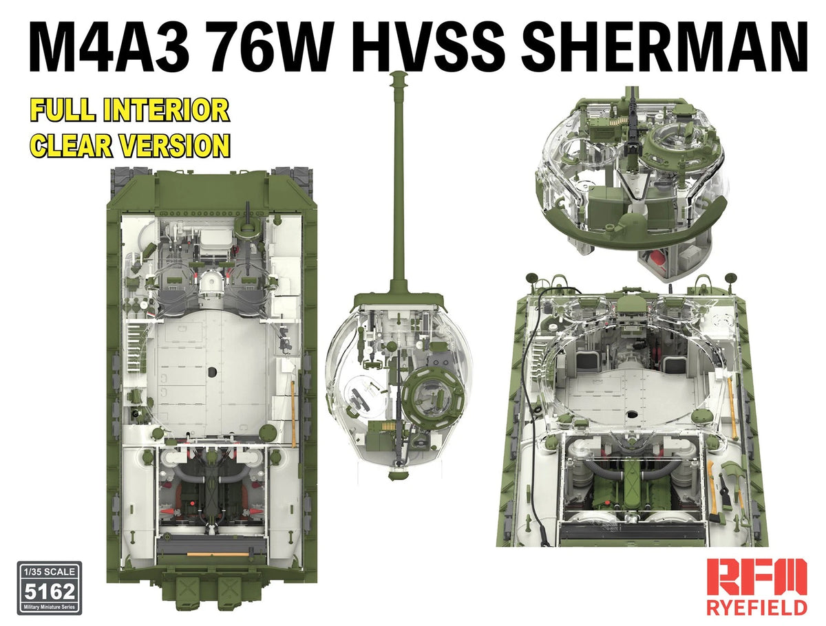 U.S. Medium Tank M4A3 76W HVSS Sherman - Full Interior Clear Version