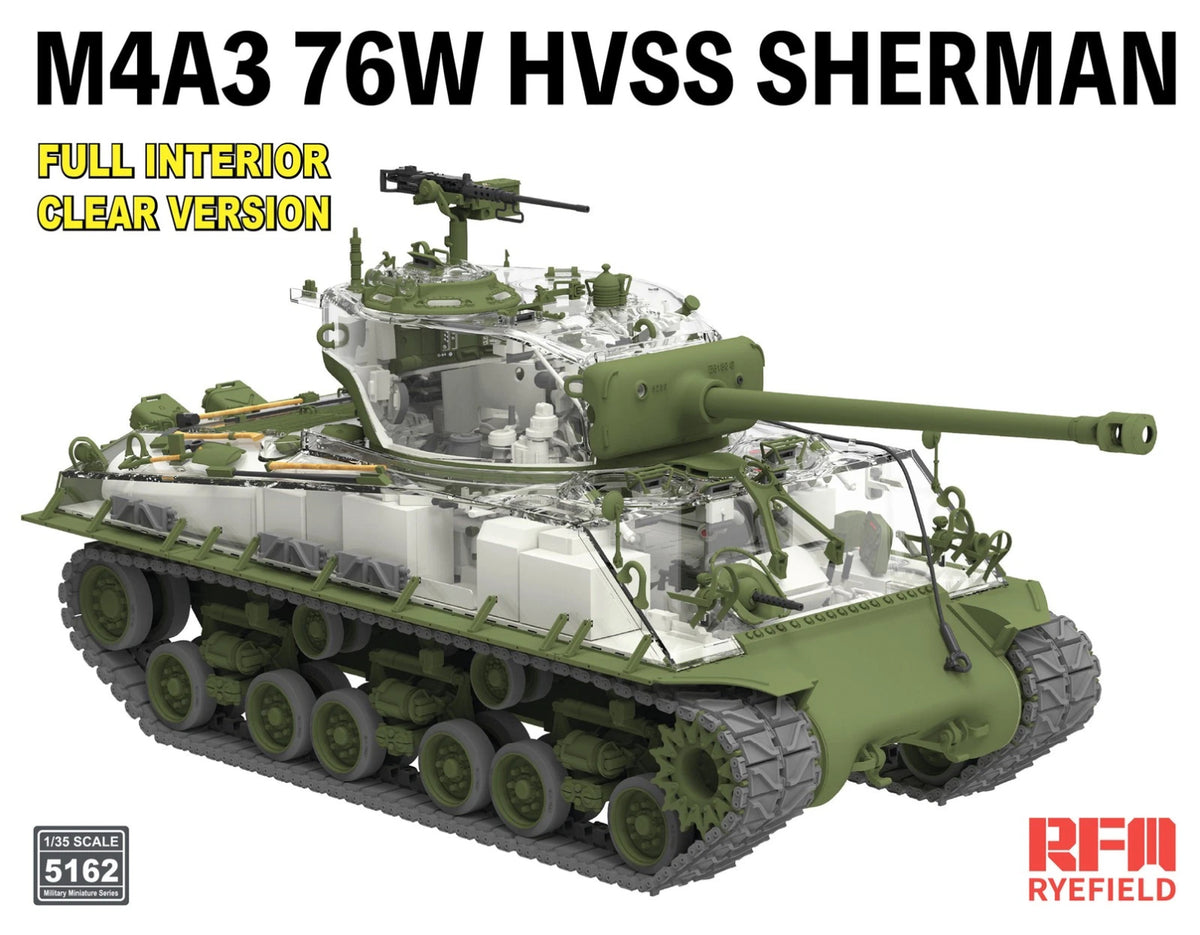 U.S. Medium Tank M4A3 76W HVSS Sherman - Full Interior Clear Version